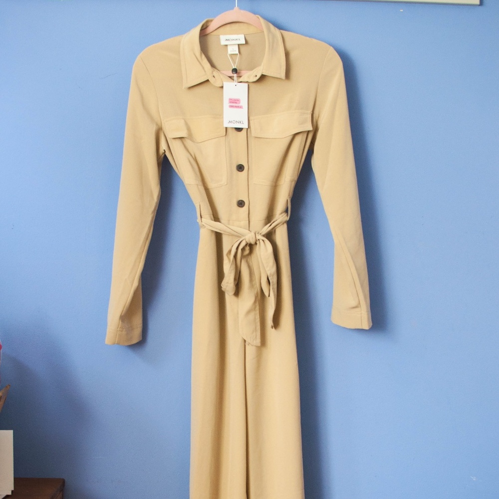 Monki Tan Utility Boiler Suit/ Jumpsuit NWT